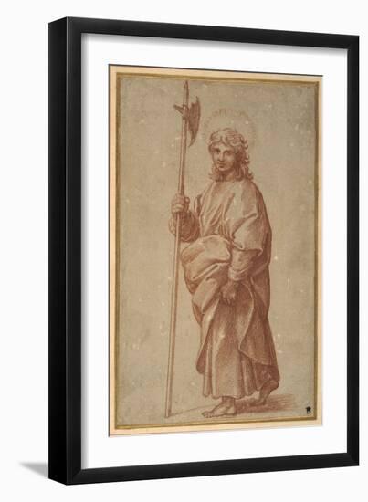 The Twelve Apostles: St. Thaddeus, 1518-20 (Chalk on Paper)-Giulio Romano-Framed Giclee Print