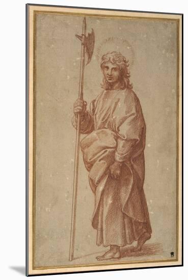 The Twelve Apostles: St. Thaddeus, 1518-20 (Chalk on Paper)-Giulio Romano-Mounted Giclee Print