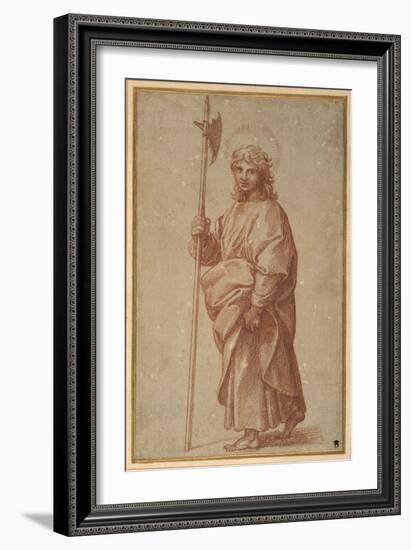 The Twelve Apostles: St. Thaddeus, 1518-20 (Chalk on Paper)-Giulio Romano-Framed Giclee Print