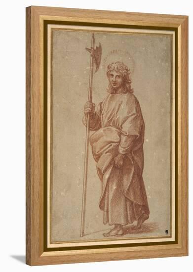 The Twelve Apostles: St. Thaddeus, 1518-20 (Chalk on Paper)-Giulio Romano-Framed Premier Image Canvas