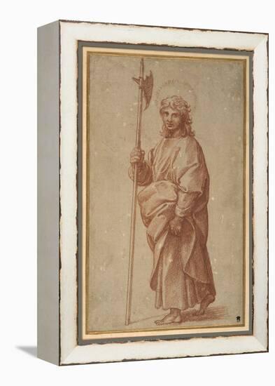 The Twelve Apostles: St. Thaddeus, 1518-20 (Chalk on Paper)-Giulio Romano-Framed Premier Image Canvas