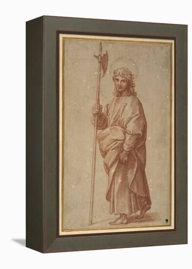 The Twelve Apostles: St. Thaddeus, 1518-20 (Chalk on Paper)-Giulio Romano-Framed Premier Image Canvas