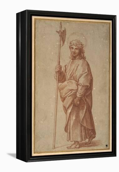 The Twelve Apostles: St. Thaddeus, 1518-20 (Chalk on Paper)-Giulio Romano-Framed Premier Image Canvas