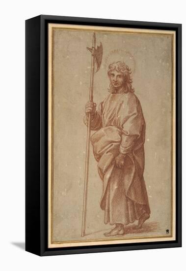 The Twelve Apostles: St. Thaddeus, 1518-20 (Chalk on Paper)-Giulio Romano-Framed Premier Image Canvas