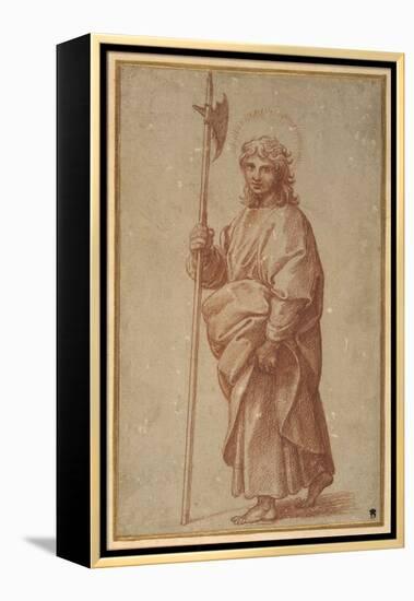 The Twelve Apostles: St. Thaddeus, 1518-20 (Chalk on Paper)-Giulio Romano-Framed Premier Image Canvas