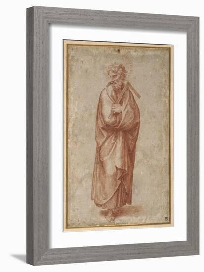 The Twelve Apostles: St. Thomas, 1518-20 (Chalk on Paper)-Giulio Romano-Framed Giclee Print