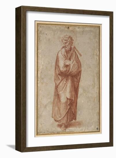 The Twelve Apostles: St. Thomas, 1518-20 (Chalk on Paper)-Giulio Romano-Framed Giclee Print