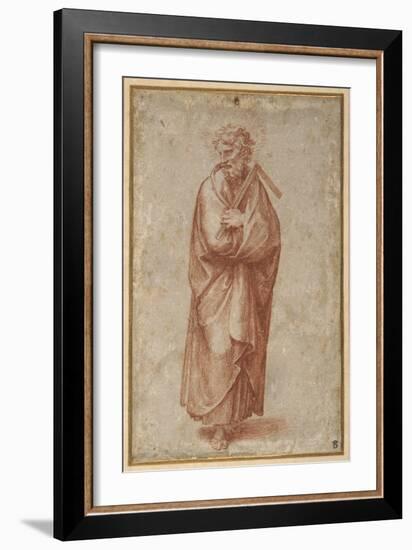 The Twelve Apostles: St. Thomas, 1518-20 (Chalk on Paper)-Giulio Romano-Framed Giclee Print