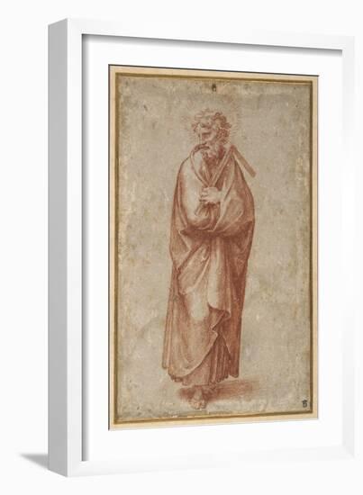 The Twelve Apostles: St. Thomas, 1518-20 (Chalk on Paper)-Giulio Romano-Framed Giclee Print