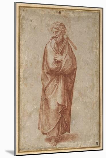 The Twelve Apostles: St. Thomas, 1518-20 (Chalk on Paper)-Giulio Romano-Mounted Giclee Print