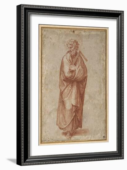 The Twelve Apostles: St. Thomas, 1518-20 (Chalk on Paper)-Giulio Romano-Framed Giclee Print