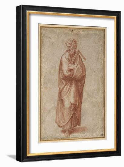 The Twelve Apostles: St. Thomas, 1518-20 (Chalk on Paper)-Giulio Romano-Framed Giclee Print