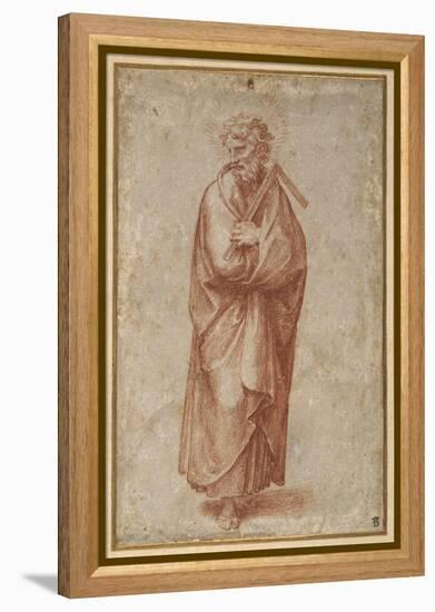 The Twelve Apostles: St. Thomas, 1518-20 (Chalk on Paper)-Giulio Romano-Framed Premier Image Canvas