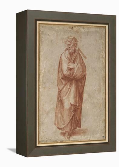 The Twelve Apostles: St. Thomas, 1518-20 (Chalk on Paper)-Giulio Romano-Framed Premier Image Canvas