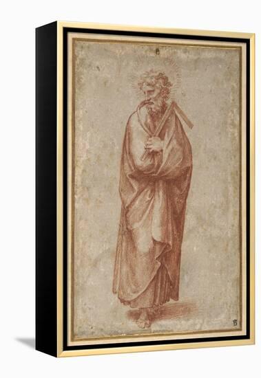 The Twelve Apostles: St. Thomas, 1518-20 (Chalk on Paper)-Giulio Romano-Framed Premier Image Canvas