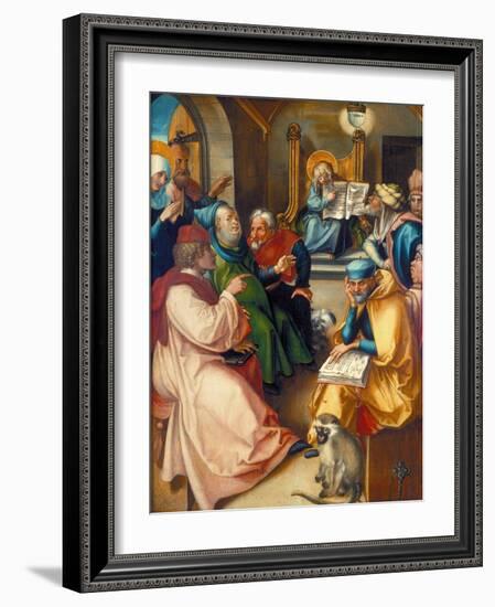 The Twelve Year-Old Jesus in the Temple, from the Altar: the Virgin's Seven Agonies, 1495-96-Albrecht Dürer-Framed Giclee Print