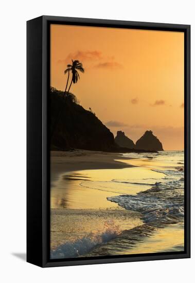 The Two Brothers Rock Formations and Praia Do Bode Beach at Sunset-Alex Saberi-Framed Premier Image Canvas