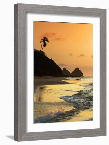 The Two Brothers Rock Formations and Praia Do Bode Beach at Sunset-Alex Saberi-Framed Photographic Print