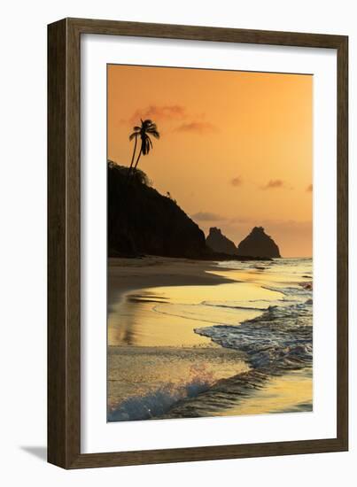 The Two Brothers Rock Formations and Praia Do Bode Beach at Sunset-Alex Saberi-Framed Photographic Print