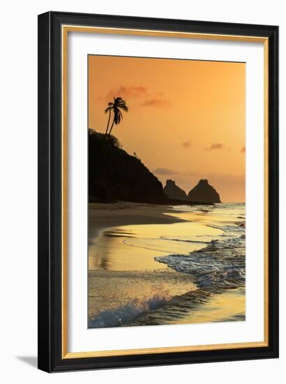 The Two Brothers Rock Formations and Praia Do Bode Beach at Sunset-Alex Saberi-Framed Photographic Print