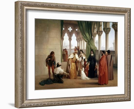 The Two Foscari: Francesco Foscari, Doge of Venice Banishing His Son Jacopo on the Charge of Treaso-Francesco Hayez-Framed Giclee Print