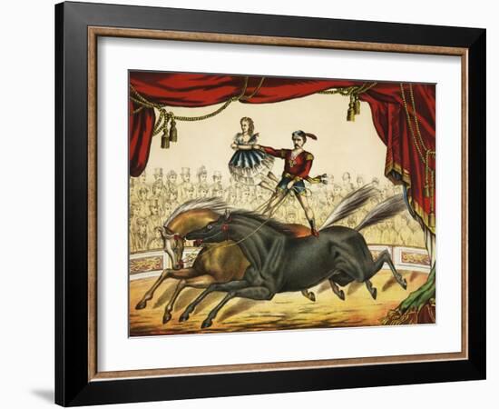 The Two Horse Act, circus performance, circa 1874.-Stocktrek Images-Framed Art Print