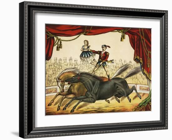 The Two Horse Act, circus performance, circa 1874.-Stocktrek Images-Framed Art Print
