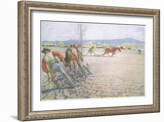 The Two Men with their Harrows Worked Methodically to and Fro-Carl Larsson-Framed Giclee Print