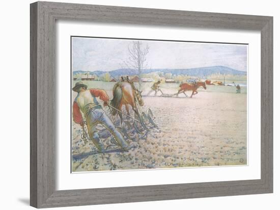 The Two Men with their Harrows Worked Methodically to and Fro-Carl Larsson-Framed Giclee Print