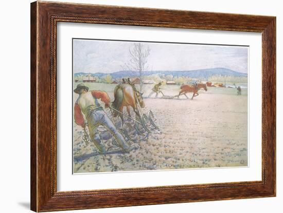 The Two Men with their Harrows Worked Methodically to and Fro-Carl Larsson-Framed Giclee Print