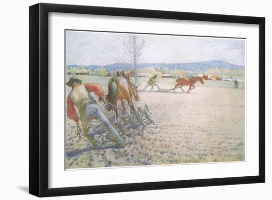 The Two Men with their Harrows Worked Methodically to and Fro-Carl Larsson-Framed Giclee Print