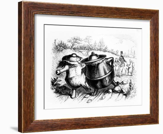 The Two Pots, Illustration for 'Fables' of La Fontaine (1621-95), Published by H. Fournier Aine,…-J.J. Grandville-Framed Giclee Print