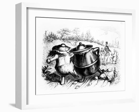 The Two Pots, Illustration for 'Fables' of La Fontaine (1621-95), Published by H. Fournier Aine,…-J.J. Grandville-Framed Giclee Print