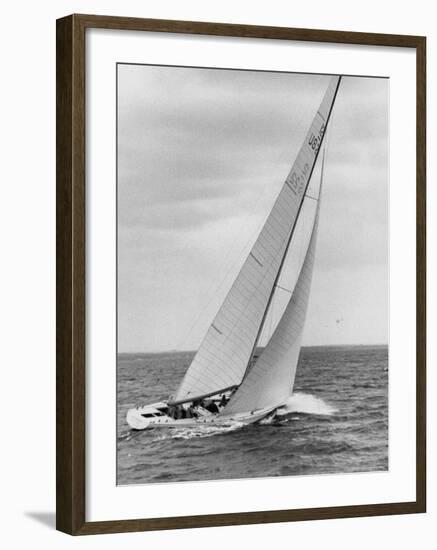 The Two Sail Sailboat Vigorously Gliding Through the Water During the America's Cup Trail-George Silk-Framed Photographic Print