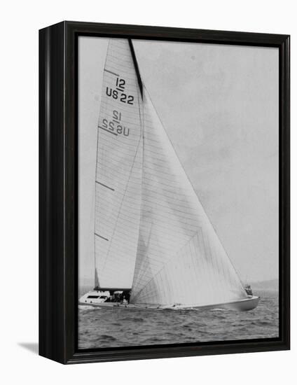 The Two Sail Sailboat Vigorously Gliding Through the Water During the America's Cup Trail-George Silk-Framed Premier Image Canvas