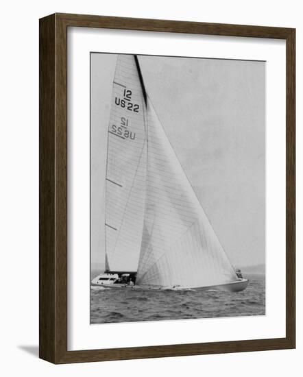 The Two Sail Sailboat Vigorously Gliding Through the Water During the America's Cup Trail-George Silk-Framed Photographic Print