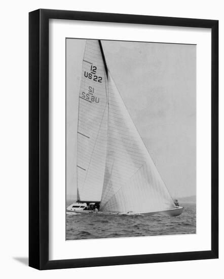 The Two Sail Sailboat Vigorously Gliding Through the Water During the America's Cup Trail-George Silk-Framed Photographic Print