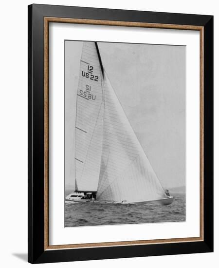 The Two Sail Sailboat Vigorously Gliding Through the Water During the America's Cup Trail-George Silk-Framed Photographic Print