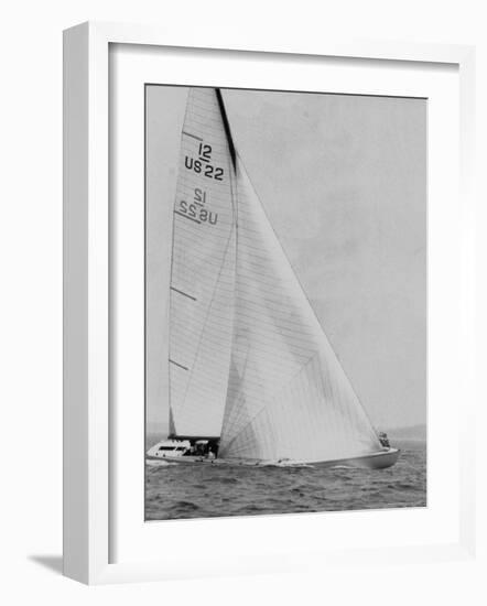 The Two Sail Sailboat Vigorously Gliding Through the Water During the America's Cup Trail-George Silk-Framed Photographic Print