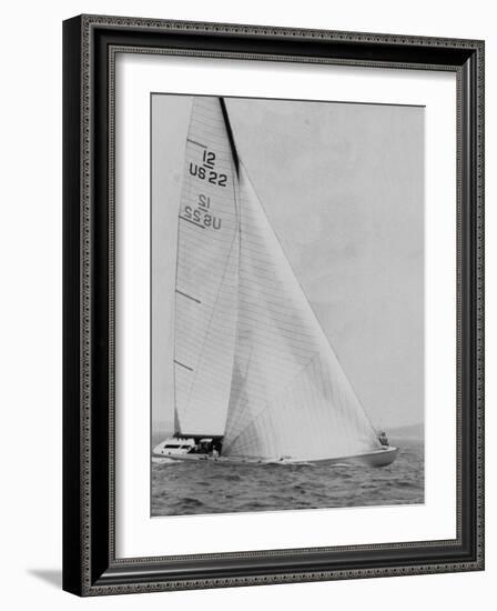 The Two Sail Sailboat Vigorously Gliding Through the Water During the America's Cup Trail-George Silk-Framed Photographic Print