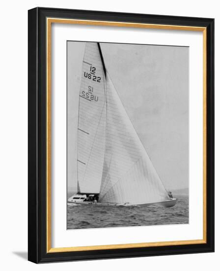 The Two Sail Sailboat Vigorously Gliding Through the Water During the America's Cup Trail-George Silk-Framed Photographic Print