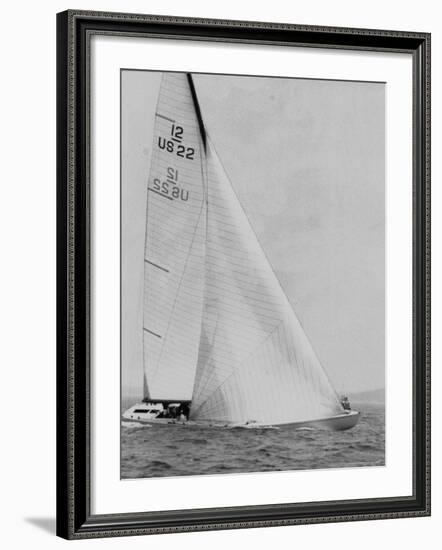 The Two Sail Sailboat Vigorously Gliding Through the Water During the America's Cup Trail-George Silk-Framed Photographic Print