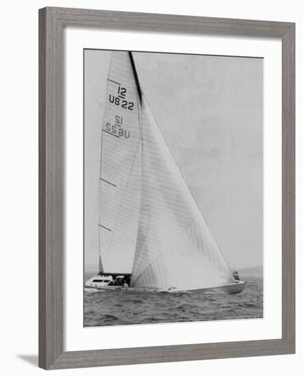 The Two Sail Sailboat Vigorously Gliding Through the Water During the America's Cup Trail-George Silk-Framed Photographic Print