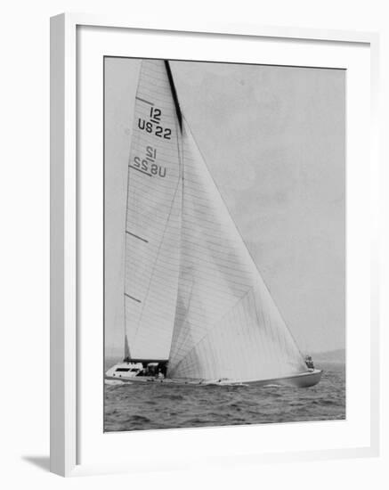 The Two Sail Sailboat Vigorously Gliding Through the Water During the America's Cup Trail-George Silk-Framed Photographic Print