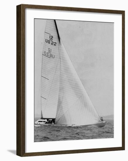 The Two Sail Sailboat Vigorously Gliding Through the Water During the America's Cup Trail-George Silk-Framed Photographic Print