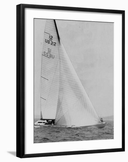 The Two Sail Sailboat Vigorously Gliding Through the Water During the America's Cup Trail-George Silk-Framed Photographic Print