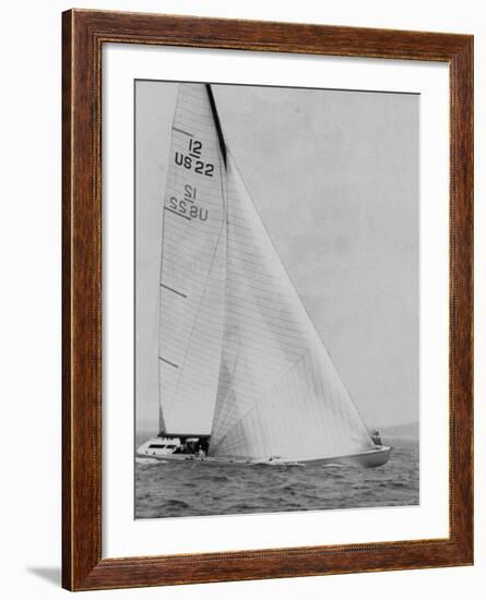 The Two Sail Sailboat Vigorously Gliding Through the Water During the America's Cup Trail-George Silk-Framed Photographic Print