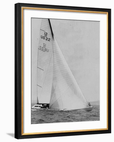 The Two Sail Sailboat Vigorously Gliding Through the Water During the America's Cup Trail-George Silk-Framed Photographic Print