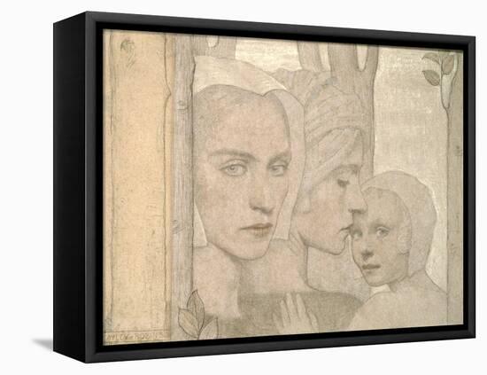 The Two Sisters, 1908 (Pencil and Chalk on Paper)-Frederick Cayley Robinson-Framed Premier Image Canvas