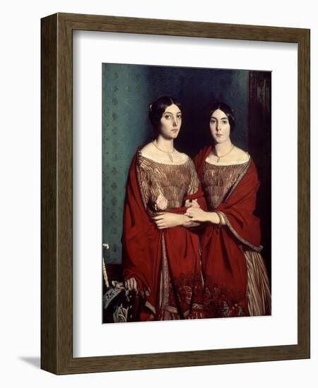 The Two Sisters, or Mesdemoiselles Chasseriau: Marie-Antoinette-Adele and Genevieve, 1843-Theodore Chasseriau-Framed Giclee Print